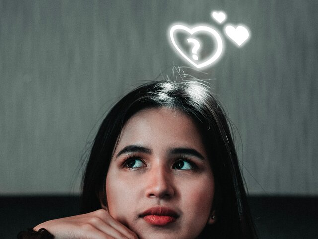 Girl with Floating Hearts